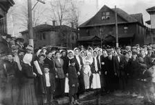 Strikers at Auburn - April 13, 1913. Creator: Bain News Service
