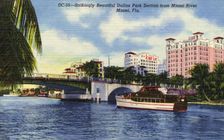 Strikingly beautiful Dallas Park section from Miami River, Miami, Florida USA, 1950