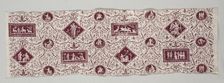 Strip of Copperplate Printed Cotton, 1795-1799. Creator: Christophe Philippe Oberkampf (French, 1738-1815), firm of