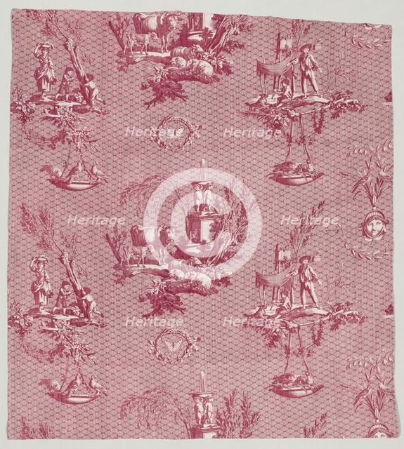 Strip of Copperplate Printed Cotton with "LOiseleur" Design, c. 1800. Creator: Jean-Baptiste Marie Hüet (French, 1745-1811).