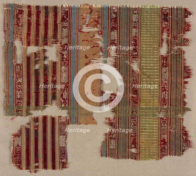 Striped fragment, 1200s - 1300s. Creator: Unknown.