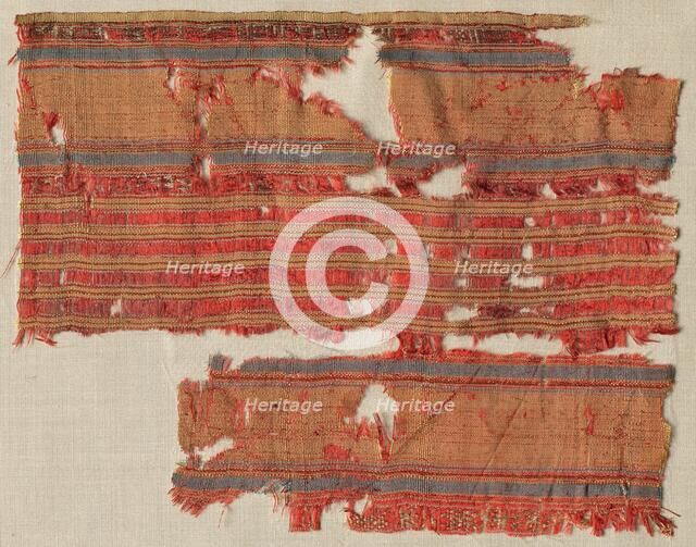 Striped fragment, 1300s. Creator: Unknown.