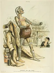 Stripped for the Fight, from Puck, 1892. Creator: William Allen Rogers