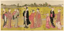 Strolling near Mihashi in Ueno, late 18th-early 19th century. Creator: Hosoda Eishi