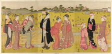 Strolling near Mihashi in Ueno, late 18th-early 19th century. Creator: Hosoda Eishi