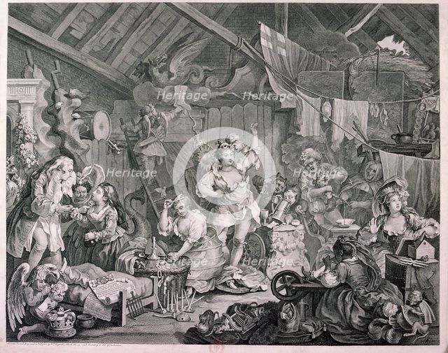 'Strolling actresses dressing in a barn', 1738. Artist: William Hogarth