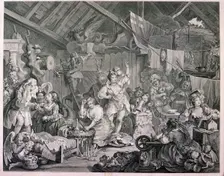Strolling actresses dressing in a barn 1738. Artist: William Hogarth