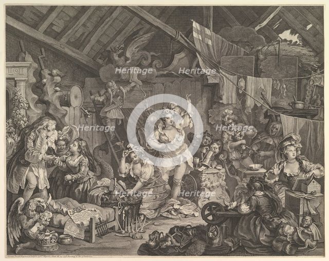 Strolling Actresses Dressing in a Barn, 1738. Creator: William Hogarth.
