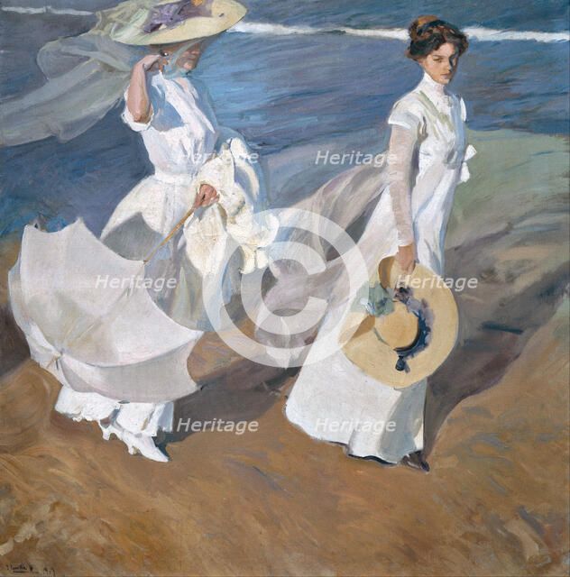 Strolling along the Seashore. Artist: Sorolla y Bastida, Joaquín (1863-1923)