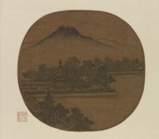 Strolling to a Lakeside Gazebo, 13th century. Creator: Unknown