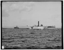 Strs. Vermont and Ticonderoga leaving Burlington harbor, Vt., Lake Champlain, c1907. Creator: Unknown