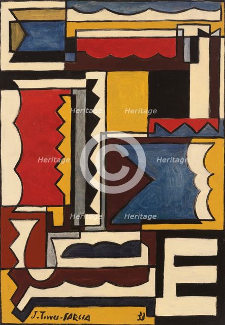 Structure with interlocking shapes, 1933. Creator: Torres-García, Joaquín (1874-1949).