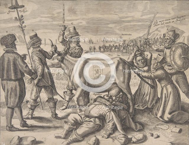 Struggle over the Flemish Milch-Cow, 1646. Creator: Crispijn de Passe I.