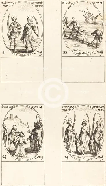 Sts. Nicostratus and Anthiocus; St. Julia; St. Desiderius; Sts. Susanna, Palladia, an. Creator: Jacques Callot.