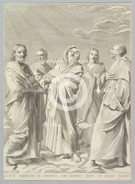 Sts. Anne, Joseph, Joachim, Bernard and John the Evangelist (Parenté de la Vierge), 1648. Creator: Claude Mellan.