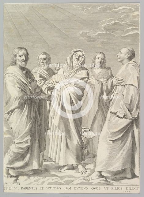 Sts. Anne, Joseph, Joachim, Bernard and John the Evangelist (Parenté de la Vierge), 1648. Creator: Claude Mellan.
