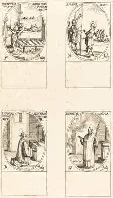 Sts. Donatilla, Maxima & Secunda; St. Fabius;St. John Colombini; St. Ignatius Loyola. Creator: Jacques Callot