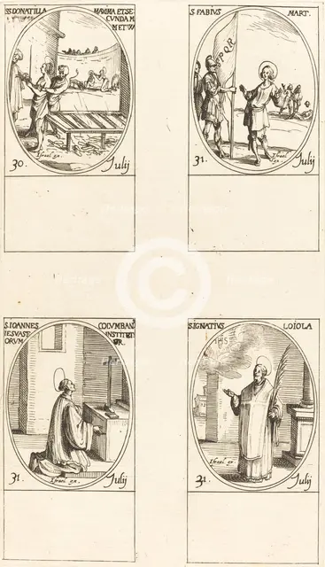Sts. Donatilla, Maxima & Secunda; St. Fabius;St. John Colombini; St. Ignatius Loyola. Creator: Jacques Callot.