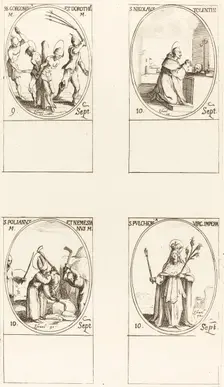 Sts. Gorgonius & Dorothy; St. Nicholas of Tolentino; St. Polianus & Nemesian; St. Pul. Creator: Jacques Callot
