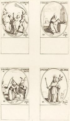 Sts. Gorgonius & Dorothy; St. Nicholas of Tolentino; St. Polianus & Nemesian; St. Pul. Creator: Jacques Callot