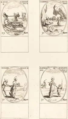 Sts. Jonas & Barachisius; St. John Climacus, Abbot; St. Benjamin; Sts. Quirinus & Bal. Creator: Jacques Callot
