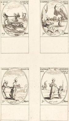 Sts. Jonas & Barachisius; St. John Climacus, Abbot; St. Benjamin; Sts. Quirinus & Bal. Creator: Jacques Callot