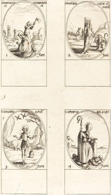 Sts. Pamphilius and Porphyrius; St. Blandina and Companions; St. Erasmus; St. Optatus. Creator: Jacques Callot