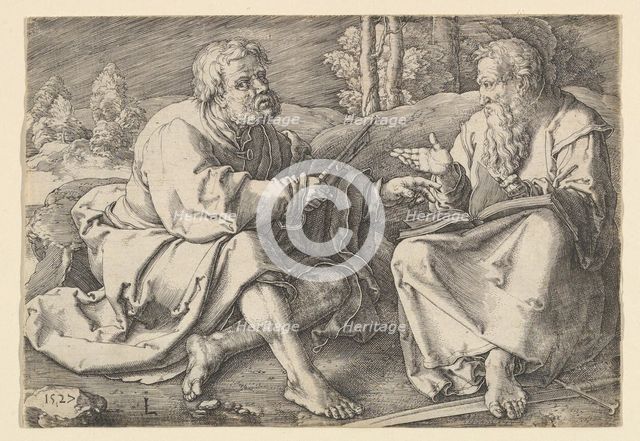 Sts. Peter and Paul Seated in a Landscape, 1527. Creator: Lucas van Leyden.