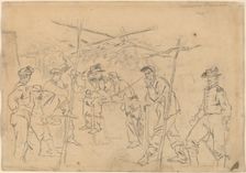 Sutler's Tent, 3rd Pennsylvania Cavalry [recto], 1862. Creator: Winslow Homer