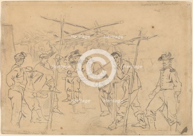 Sutler's Tent, 3rd Pennsylvania Cavalry [recto], 1862. Creator: Winslow Homer.