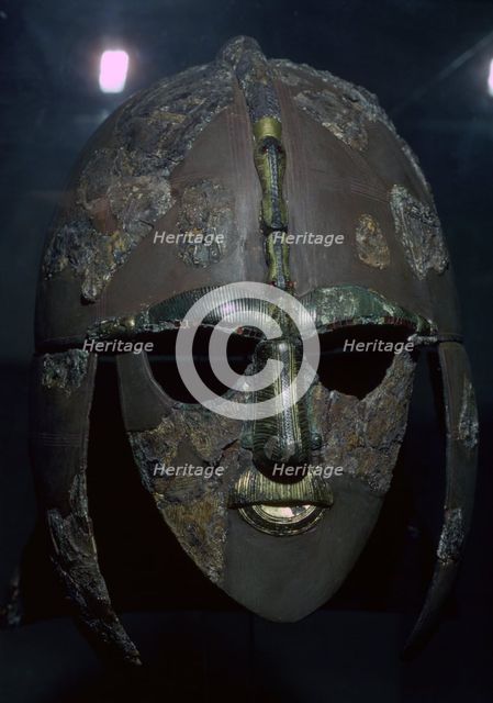 Sutton Hoo Helmet, from the ship burial, 7th century. Artist: Unknown