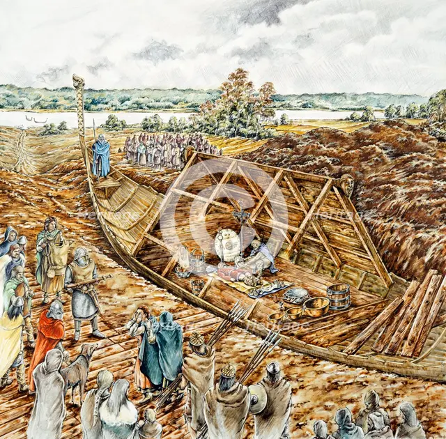 Sutton Hoo ship burial, 7th century, (1990-2010) Artist: Peter Dunn.