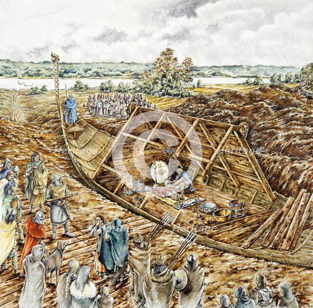 Sutton Hoo ship burial, 7th century, (1990-2010) Artist: Peter Dunn.