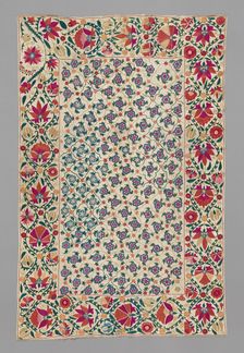 Suzani (large embroidered hanging or cover), Uzbekistan, 19th century. Creator: Unknown