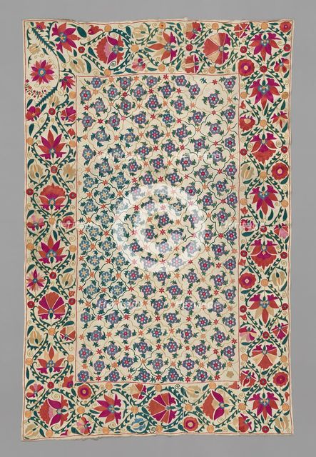 Suzani (large embroidered hanging or cover), Uzbekistan, 19th century. Creator: Unknown.