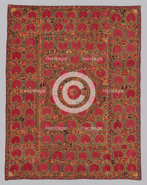 Suzani (large hanging or cover), Uzbekistan, 1840/1890. Creator: Unknown.