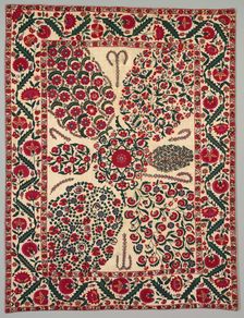 Suzani with floral sprays, 1800-1850. Creator: Unknown
