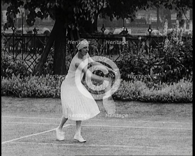 Suzanne Lenglen Playing a Tennis Match, 1922. Creator: British Pathe Ltd.