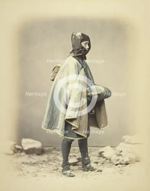 Subject in Winter Dress, about 1868. Creator: Felice Beato.