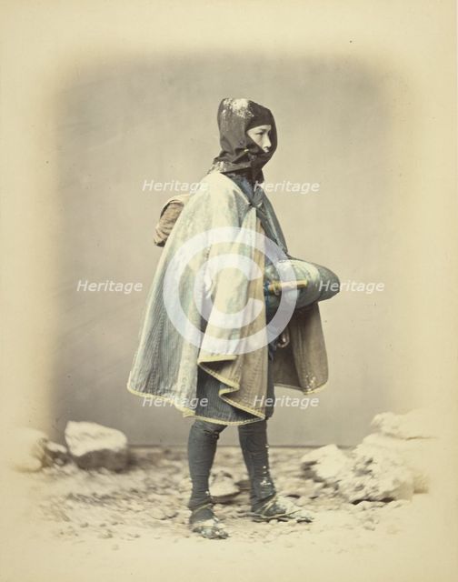 Subject in Winter Dress, about 1868. Creator: Felice Beato.