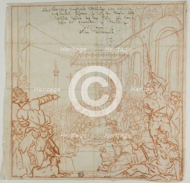 Submission of the Emperor Frederick Barbarossa to Pope Alexander III, 1712. Creator: Hieronymus Hau.