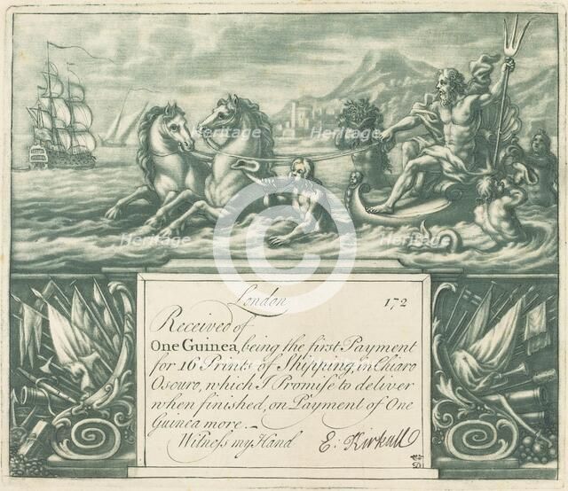 Subscription Receipt, 1720s. Creator: Elisha Kirkall.