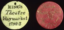 Subscription tokens for the King's Theatre, Haymarket, London, 18th century. Creator: Unknown