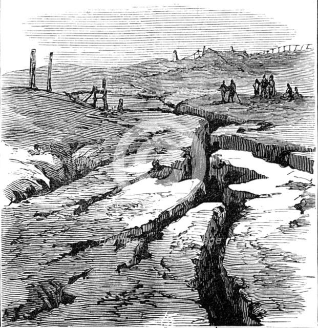 Subsidence of land at the Northwich Salt-Mines, 1881. Creator: Unknown.