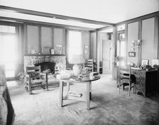 Suburban home of Mrs. Robert Hoe Jr., living room, Port Washington, New York, between 1900 and 1910. Creator: Unknown