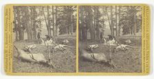 Successful Hunters dressing Elk, 1876. Creator: William I. Marshall