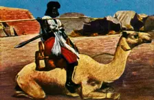 Sudanese warrior riding a camel, c1928. Creator: Unknown