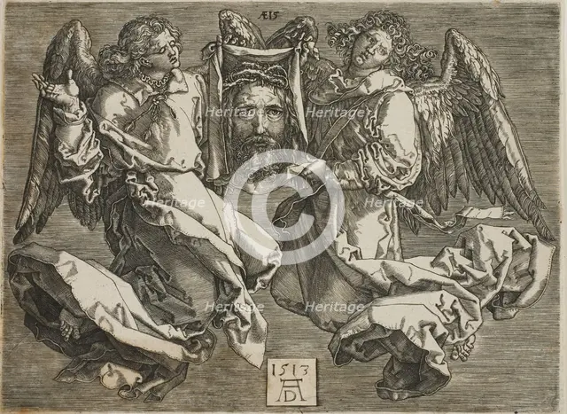 Sudarium Displayed by Two Angels, c. 1568. Creator: Jan Wierix.