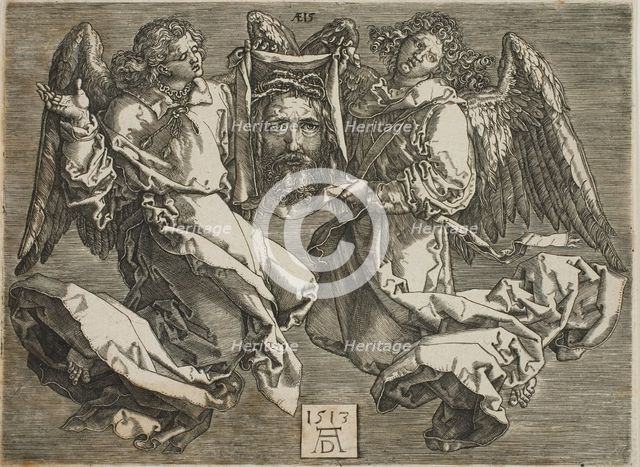 Sudarium Displayed by Two Angels, c. 1568. Creator: Jan Wierix.