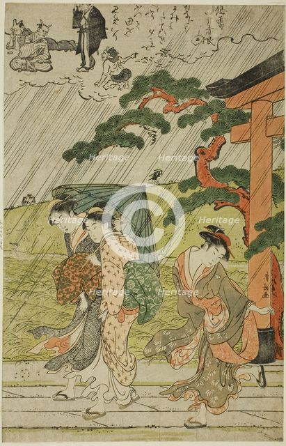 Sudden Shower at Mimeguri Shrine, c. 1787. Creator: Torii Kiyonaga.